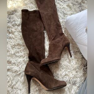 Cole Haan Nike Air Talia Knee Suede Boot chocolate brown 7.5 heeled boots
